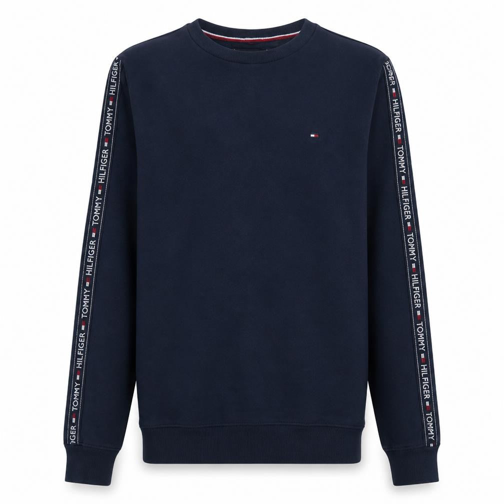 Tommy Hilfiger Men's Blue Logo Tape Crew Neck Sweatshirt M
