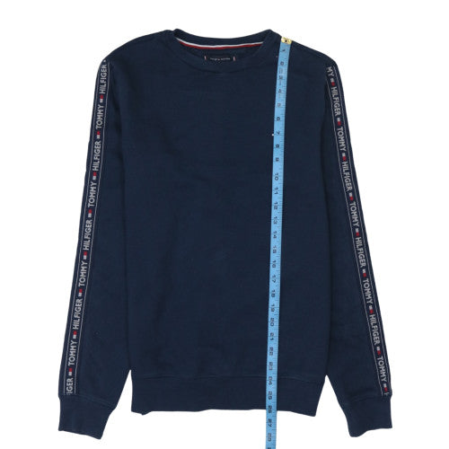 Tommy Hilfiger Men's Blue Logo Tape Crew Neck Sweatshirt M