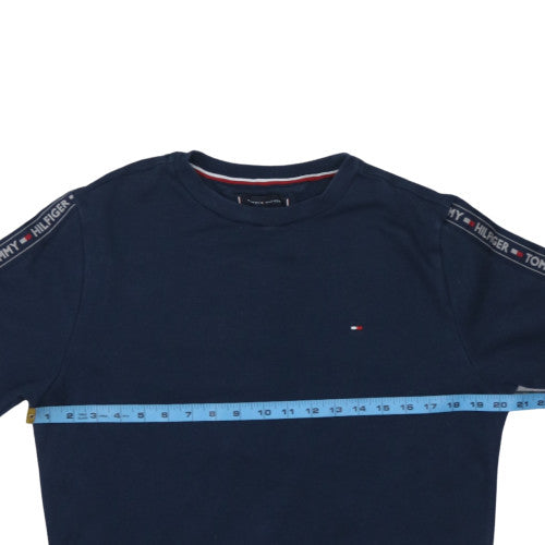 Tommy Hilfiger Men's Blue Logo Tape Crew Neck Sweatshirt M
