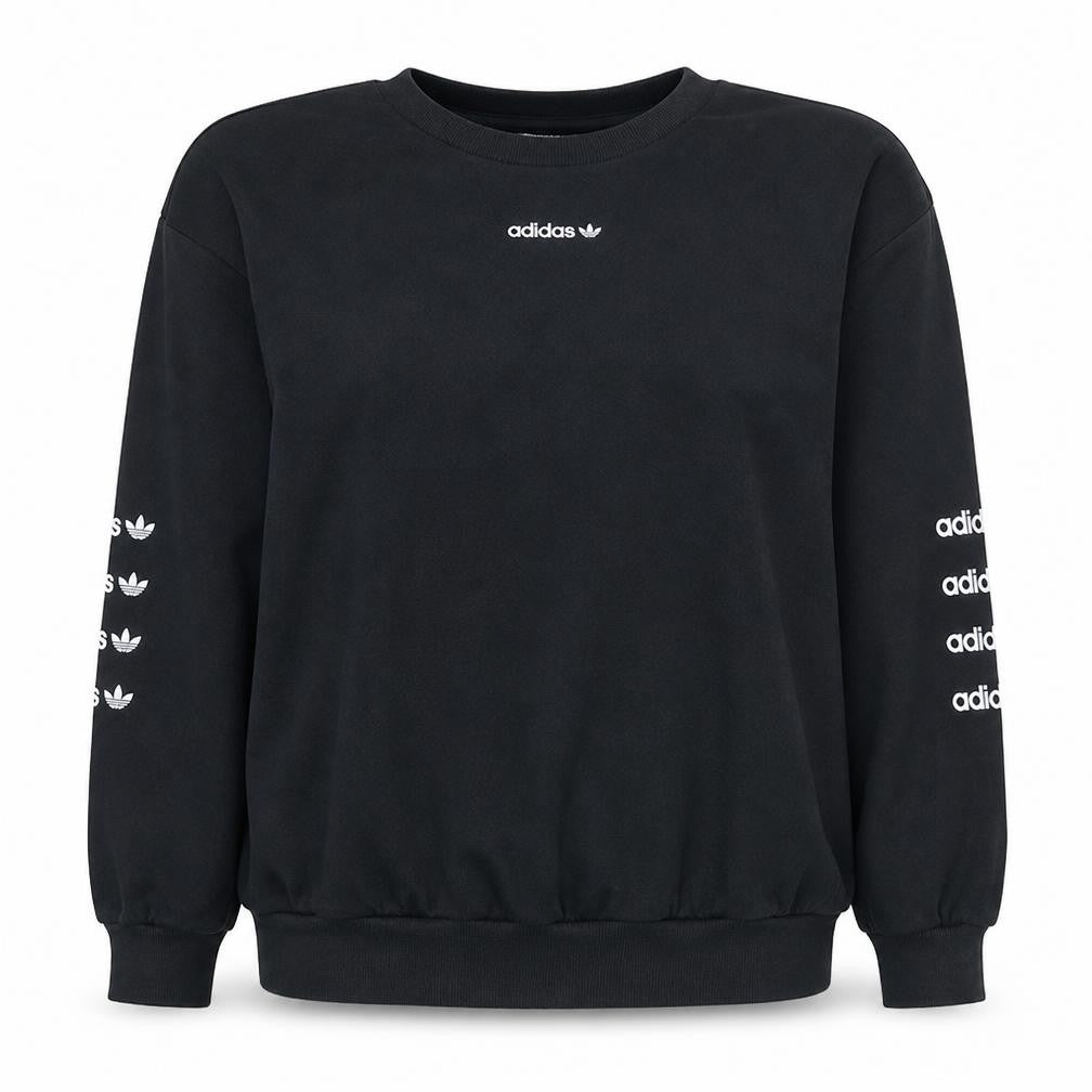 Adidas Women Black Logo Sweatshirt Size 8 Crew Neck Pullover