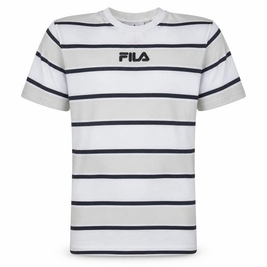 Fila Men's White Striped Crew Neck Short Sleeve T-Shirt S