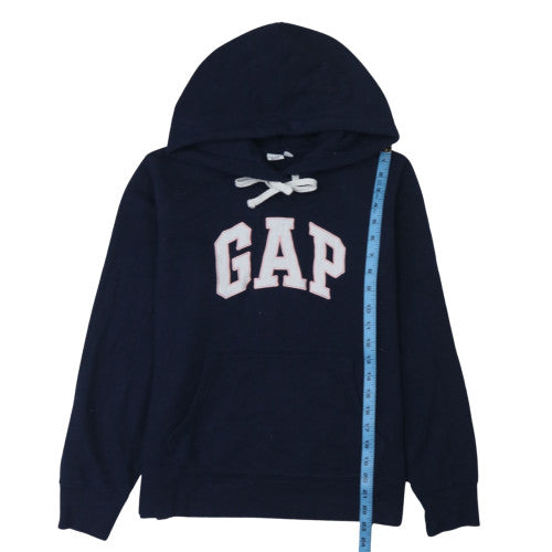 GAP Women Navy Blue Pullover Hoodie Large Cotton Blend Logo Design