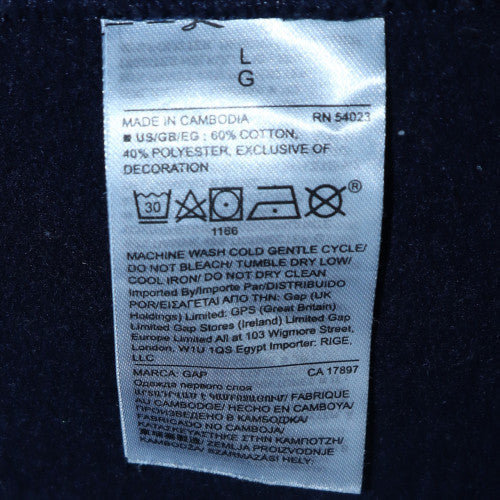 GAP Women Navy Blue Pullover Hoodie Large Cotton Blend Logo Design