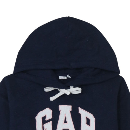 GAP Women Navy Blue Pullover Hoodie Large Cotton Blend Logo Design
