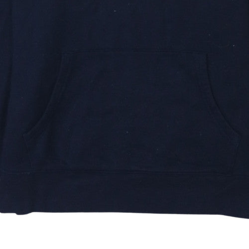 GAP Women Navy Blue Pullover Hoodie Large Cotton Blend Logo Design
