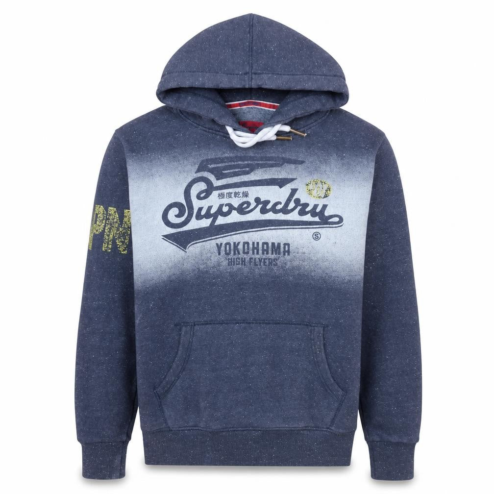Superdry Men's Blue Pullover Hoodie Size M Graphic Logo Sweater