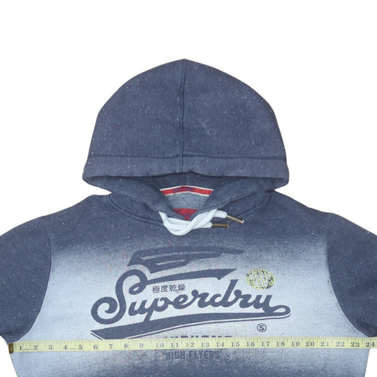 Superdry Men's Blue Pullover Hoodie Size M Graphic Logo Sweater