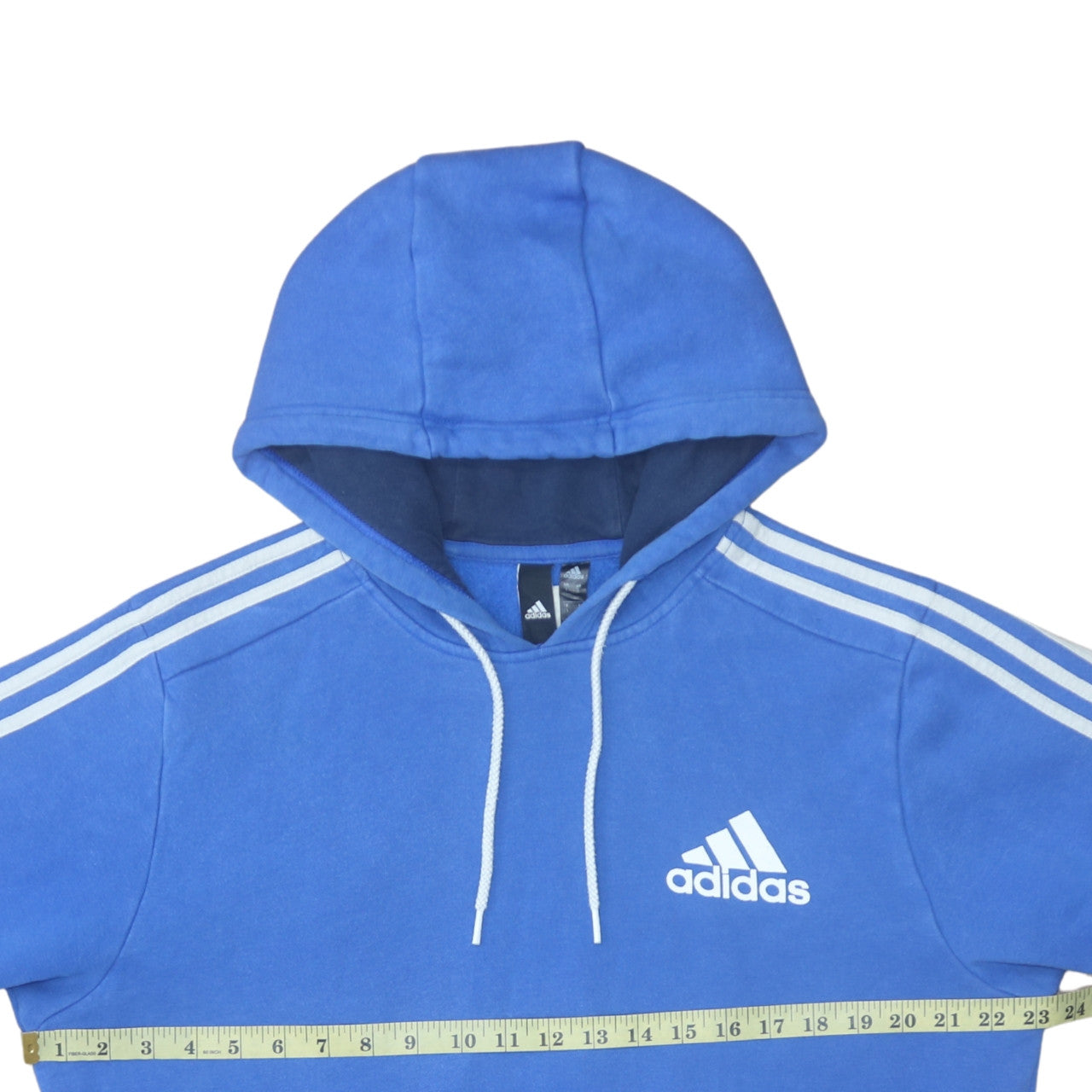 Adidas Men Blue Pullover Hoodie L Fleece Sportswear Sweatshirt