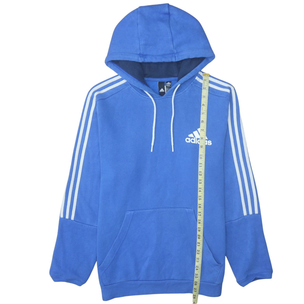 Adidas Men Blue Pullover Hoodie L Fleece Sportswear Sweatshirt