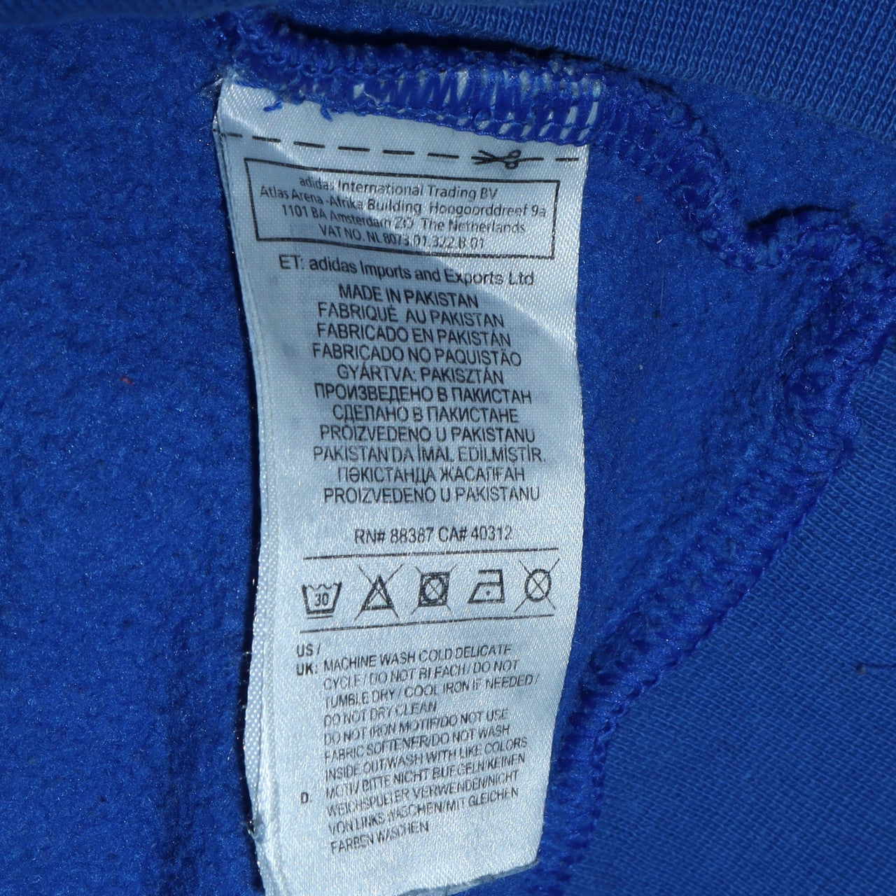 Adidas Men Blue Pullover Hoodie L Fleece Sportswear Sweatshirt