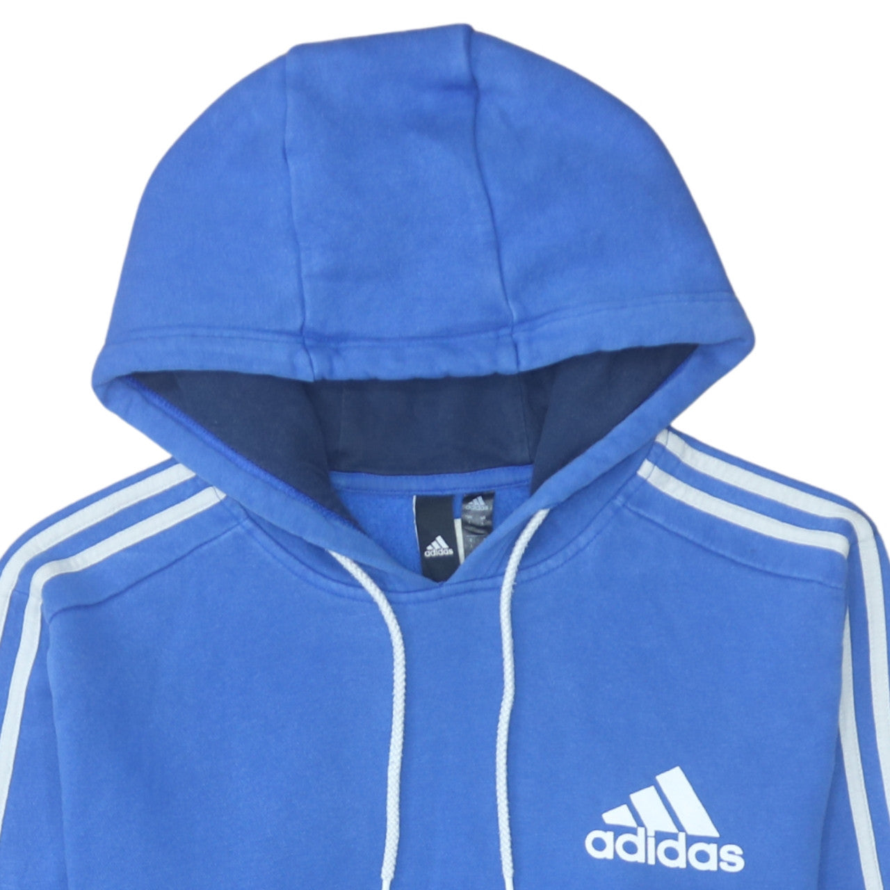 Adidas Men Blue Pullover Hoodie L Fleece Sportswear Sweatshirt