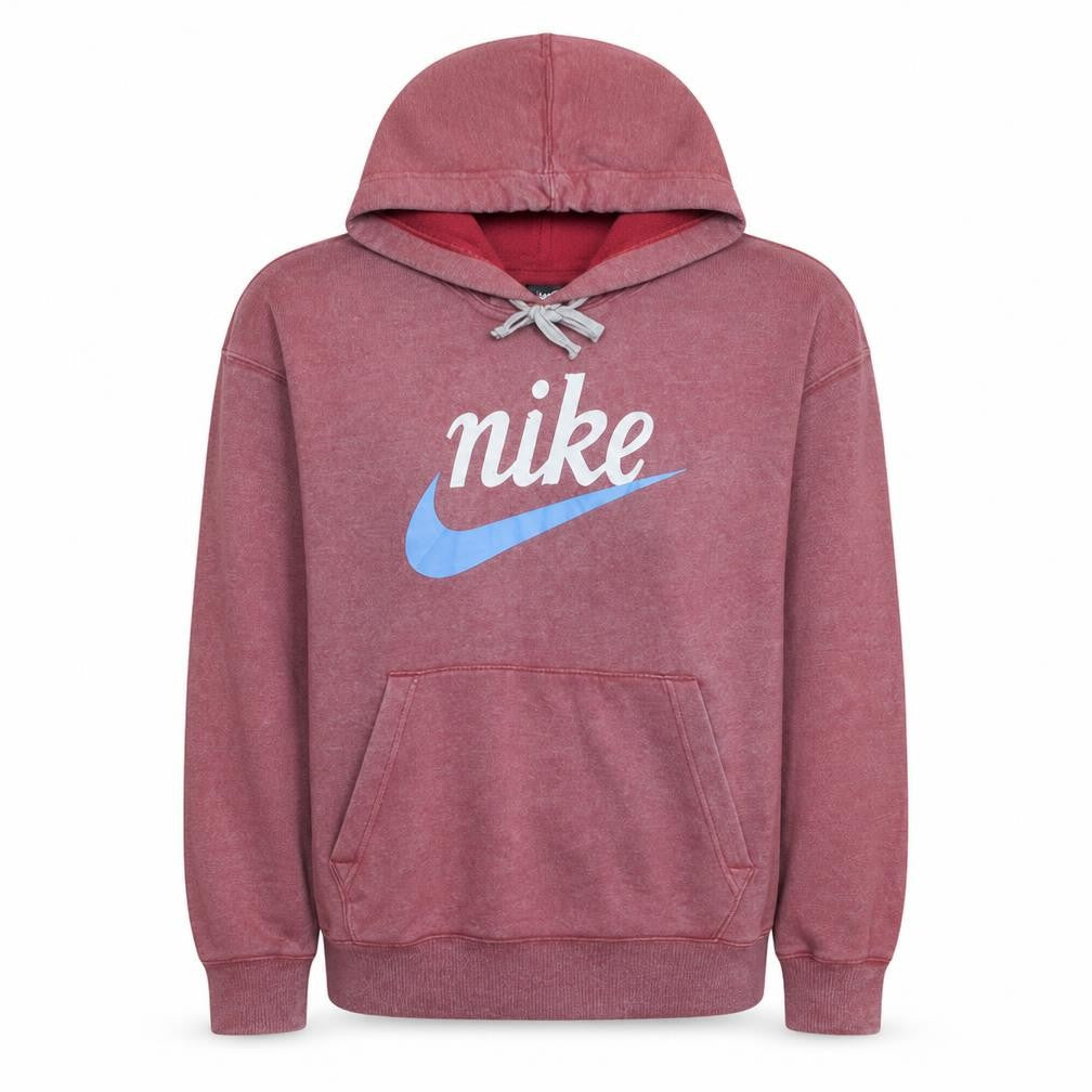 Nike Womens Red Pullover Hoodie M - Cotton Blend Logo Sweatshirt