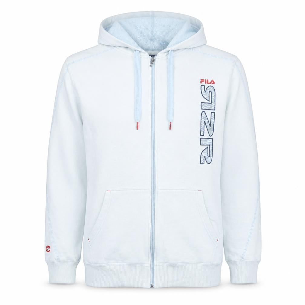 Fila Men's White Full Zip Hoodie M Sportswear Cotton Blend