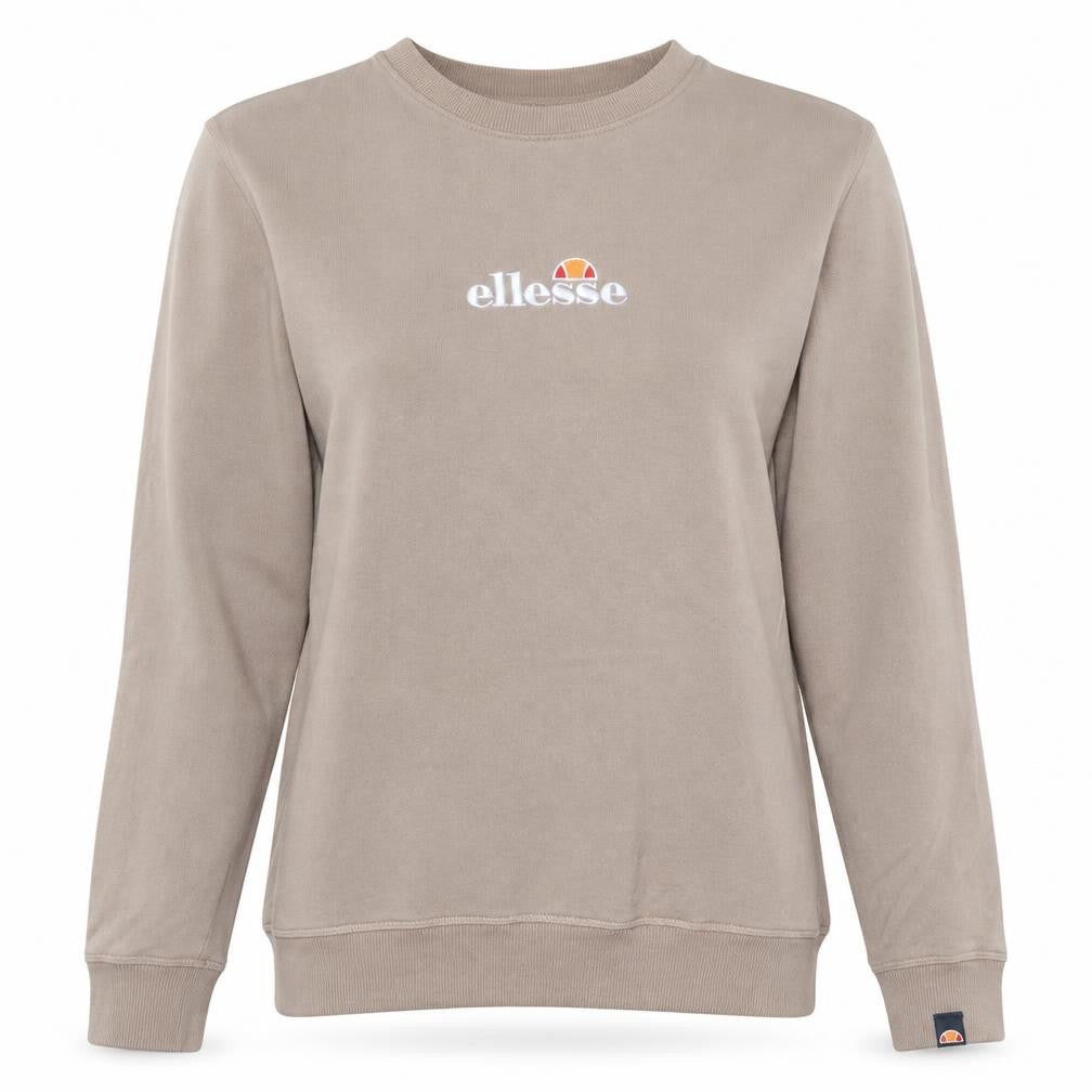 Ellesse Womens Beige Cotton Crew Neck Pullover Sweatshirt UK 8