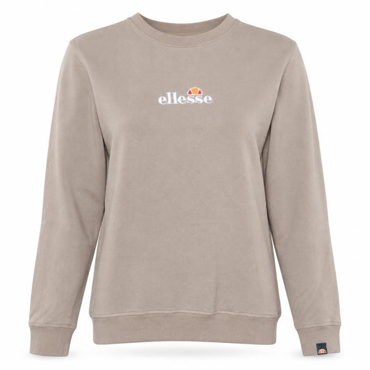 Ellesse Womens Beige Cotton Crew Neck Pullover Sweatshirt UK 8