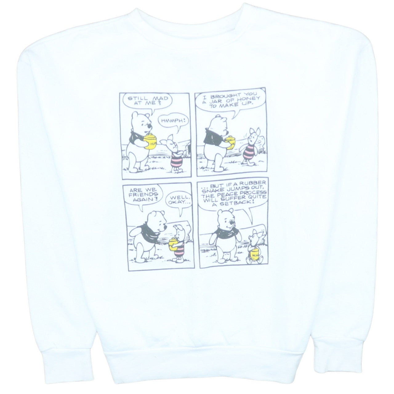 Disney Primark Women's White Winnie the Pooh Sweatshirt Size S 10/12 Crew Neck