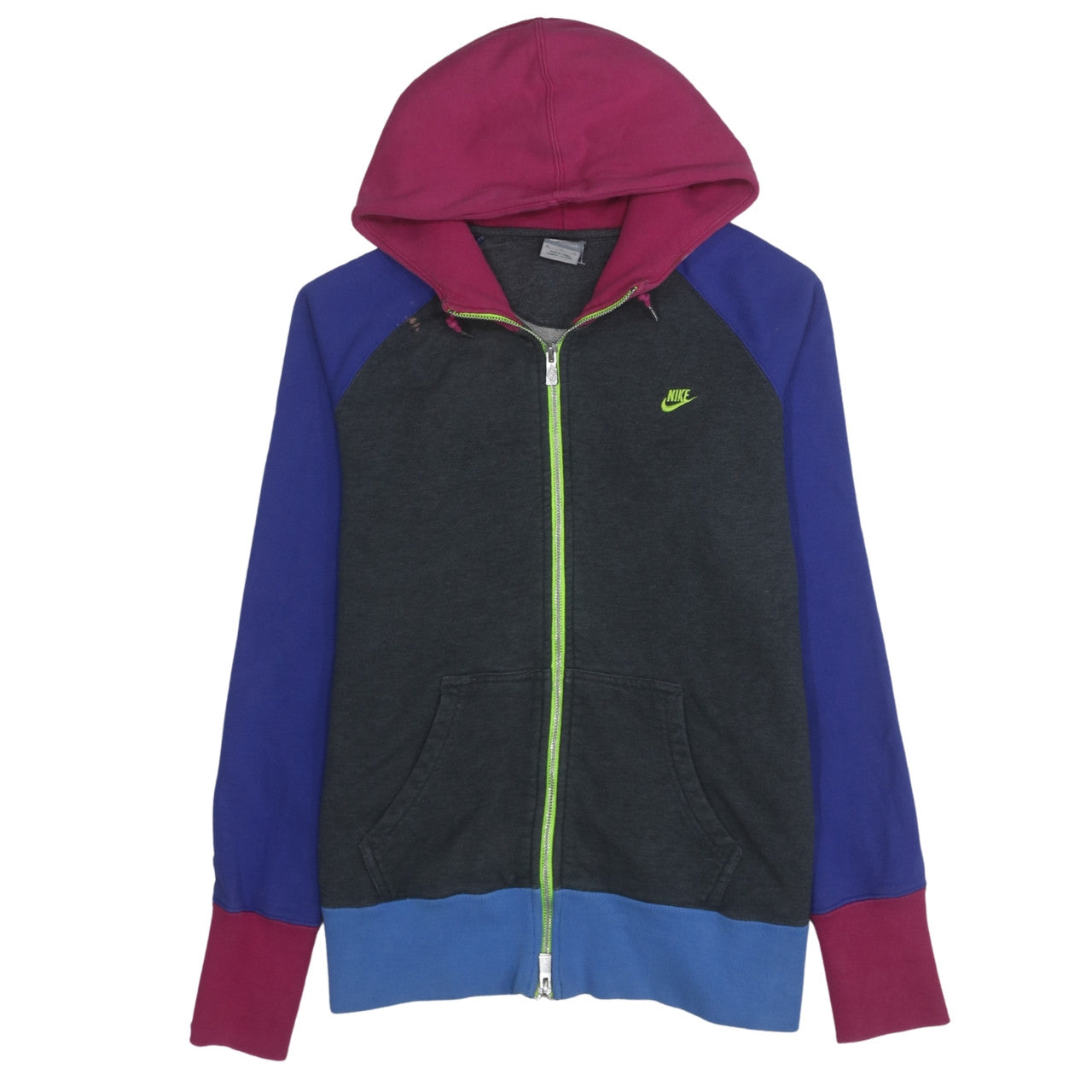 Nike Womens Multicolour Full Zip Hoodie XL 100% Cotton Hooded Sweatshirt