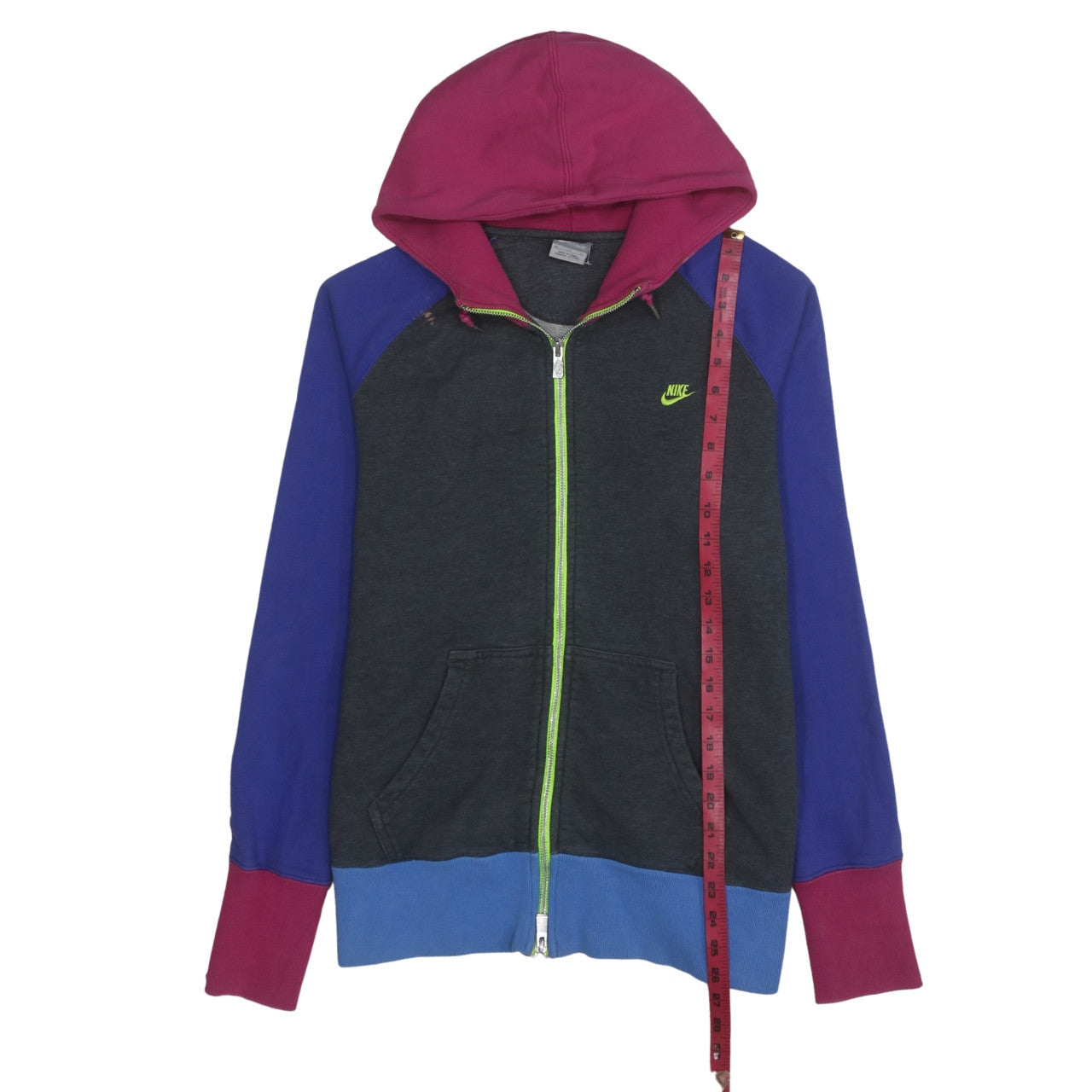 Nike Womens Multicolour Full Zip Hoodie XL 100% Cotton Hooded Sweatshirt