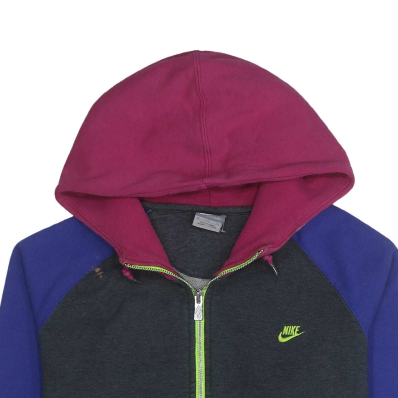 Nike Womens Multicolour Full Zip Hoodie XL 100% Cotton Hooded Sweatshirt