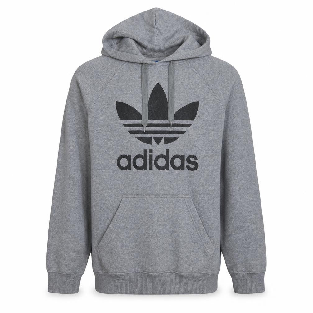 Adidas Mens Grey Pullover Hoodie Small Regular Fit Logo Fleece