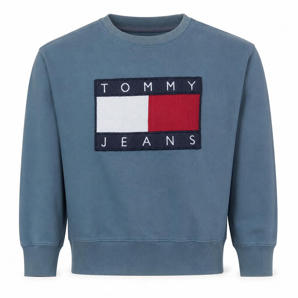 Tommy Jeans Men's Blue Logo Crew Neck Sweatshirt Size M