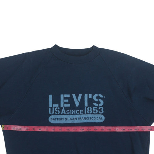 Levi's Men's Blue Crew Neck Pullover Graphic Sweatshirt M
