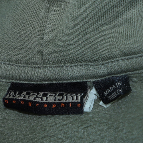 Napapijri Men’s Green Pullover Hoodie Fleece Lined M Excellent