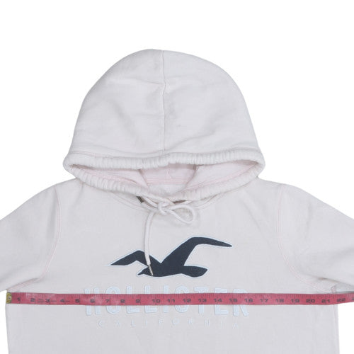 Hollister Womens Beige Pullover Hoodie Size M Hooded Logo Sweatshirt