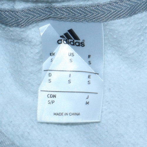 Adidas Men's Grey Small Pullover Hoodie Logo Fleece Sweatshirt