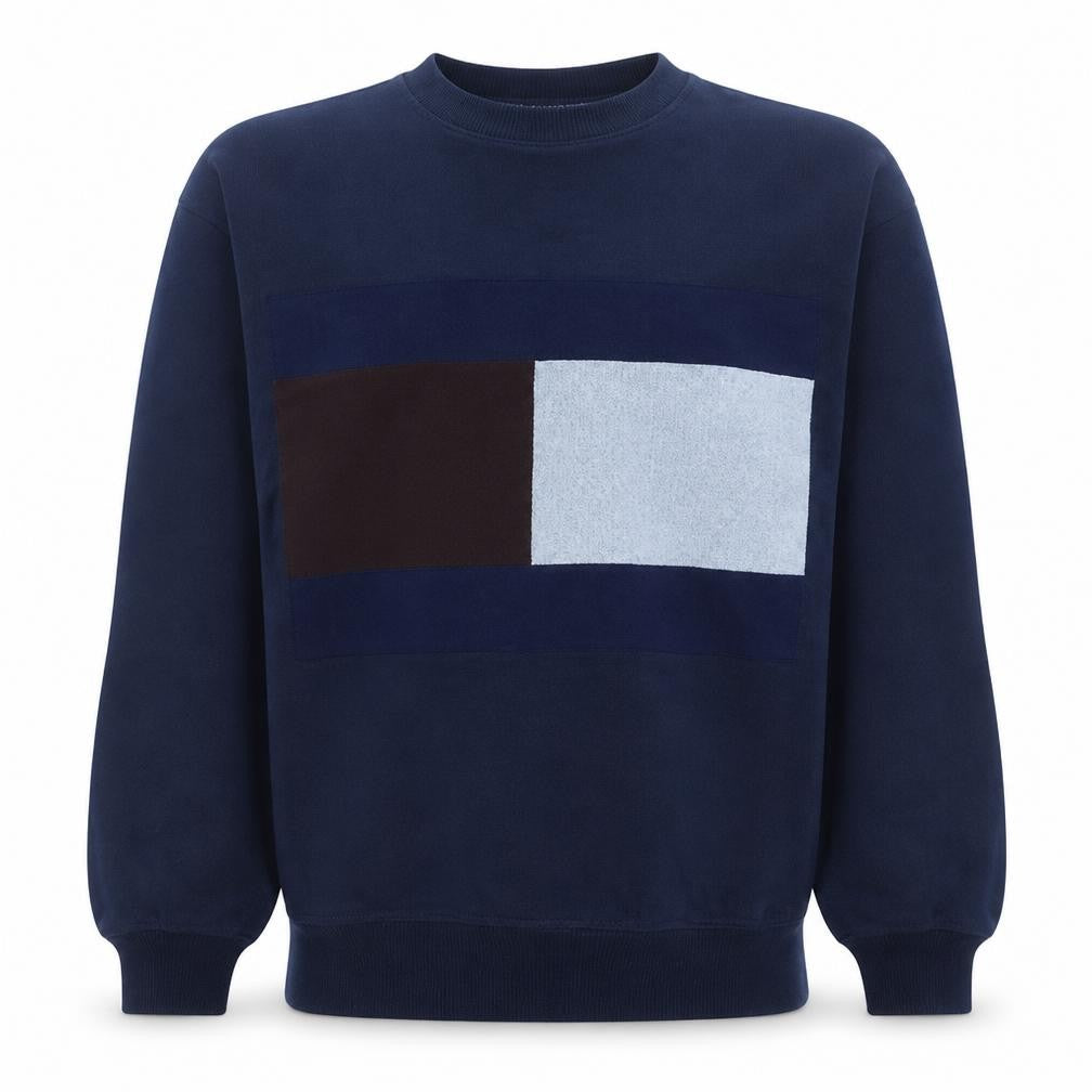 Tommy Hilfiger Men’s Blue Logo Crew Neck Pullover Sweatshirt L