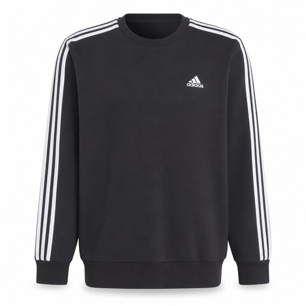 Front view of adidas men’s black crew neck long sleeve pullover sweatshirt l
