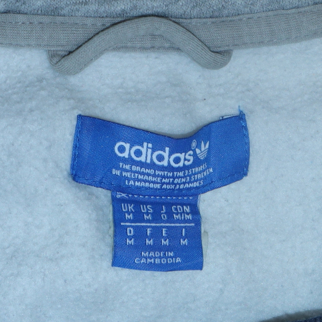 Adidas Men's Grey Full Zip Hoodie Sweatshirt Size M