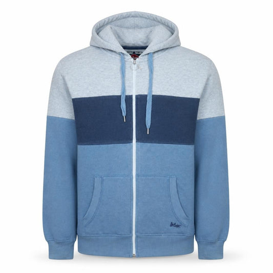 Lee Cooper Men’s Blue Full Zip Colour Block Hoodie Size L