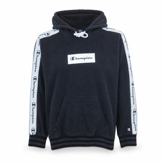 Champion Women Small Black Pullover Hoodie with Logo Tape Detail