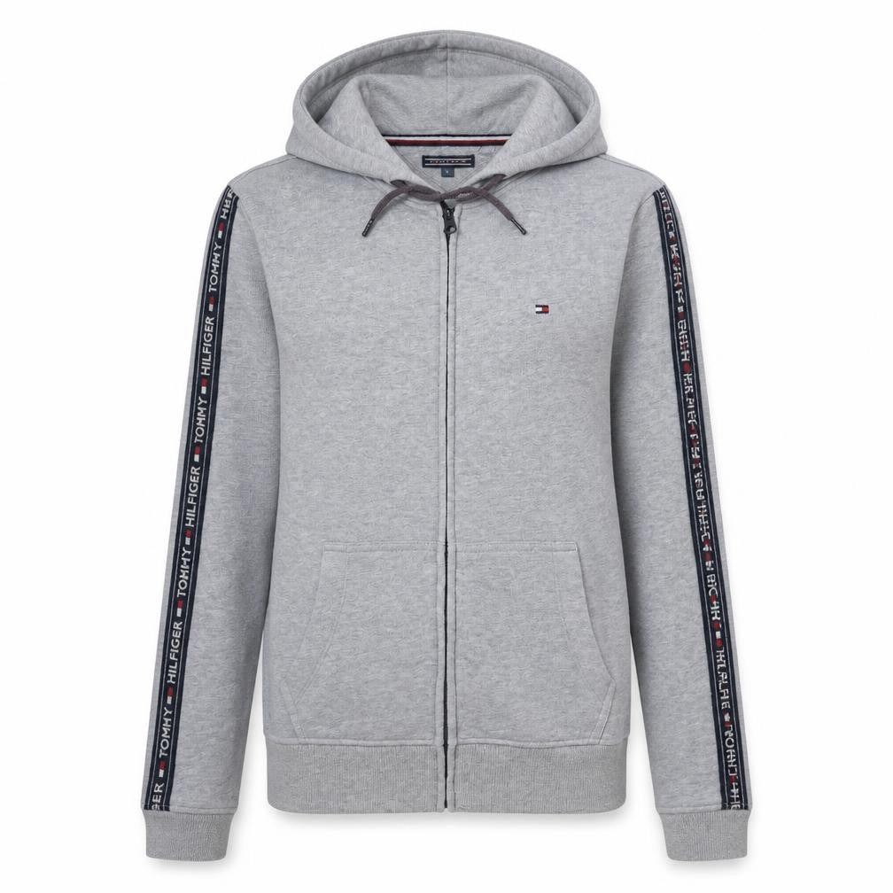 Tommy Hilfiger Women’s Grey Full Zip Hoodie Size S Logo Tape Design