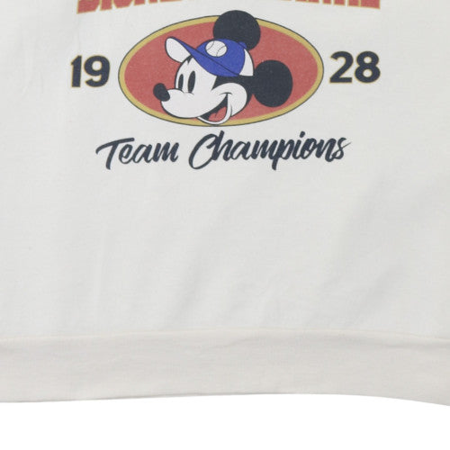 Disney Primark Women White XL 1/4 Zip Pullover Sweatshirt Mickey Mouse 1928