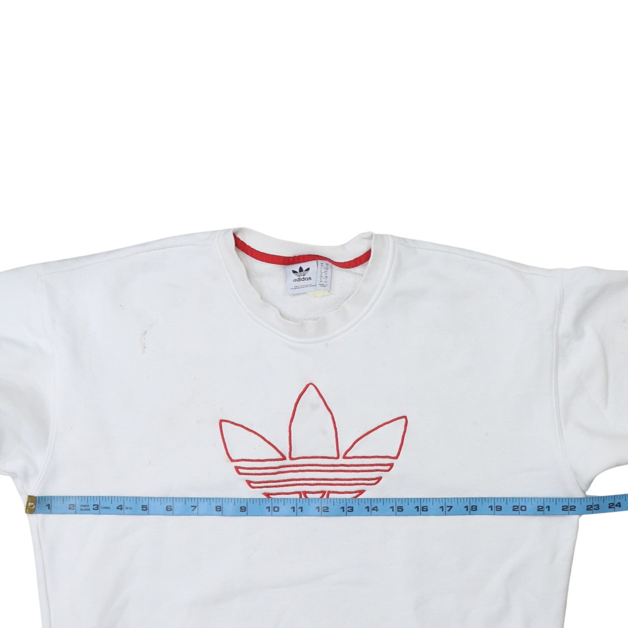 Adidas Women White Crew Neck Pullover Sweatshirt Size 10 Cotton Logo