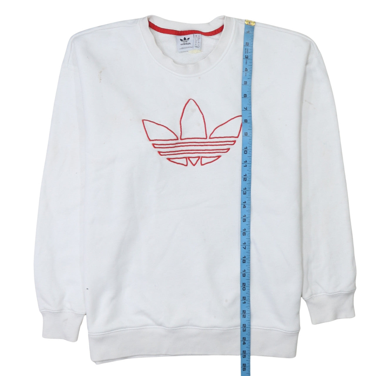 Adidas Women White Crew Neck Pullover Sweatshirt Size 10 Cotton Logo