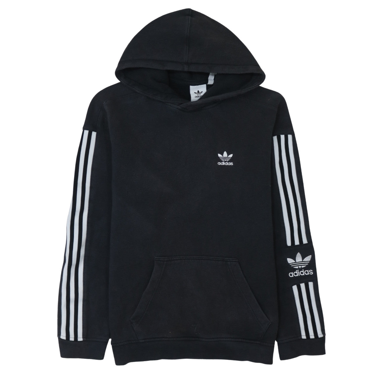 adidas Mens Black Pullover Hoodie Small Logo Fleece Sweatshirt