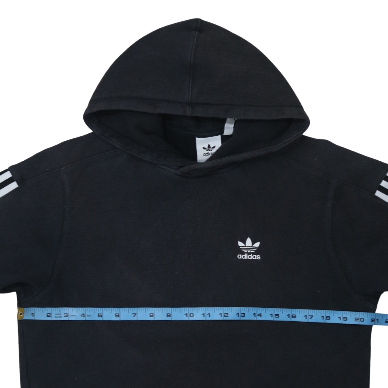 adidas Mens Black Pullover Hoodie Small Logo Fleece Sweatshirt