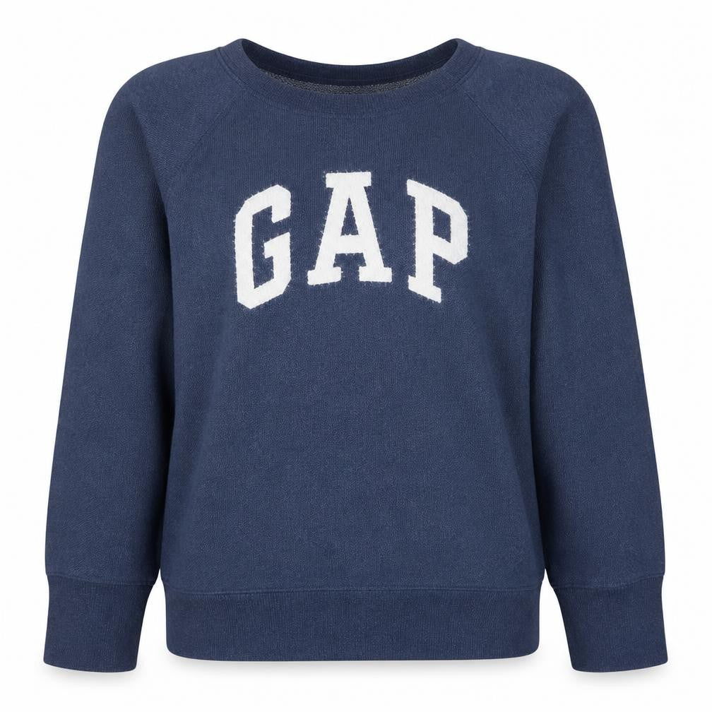 Gap Womens Blue Cotton Blend Logo Pullover Sweatshirt Size M