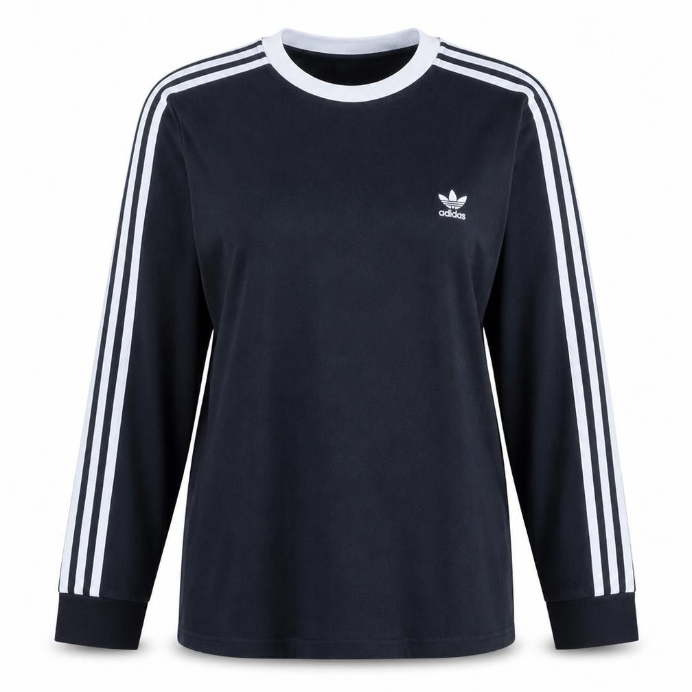 Front view of Adidas Women's Black Long Sleeve Crew Neck Jersey Top, size 16