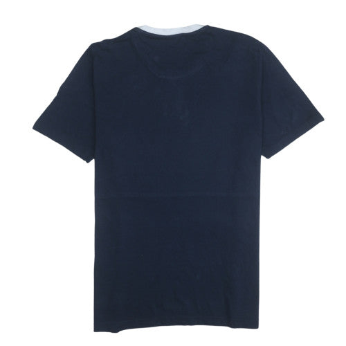Adidas Men Blue Colourblock Logo Regular Fit T-Shirt L