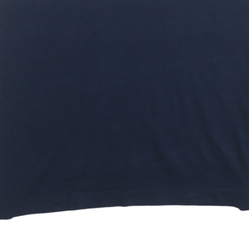 Adidas Men Blue Colourblock Logo Regular Fit T-Shirt L