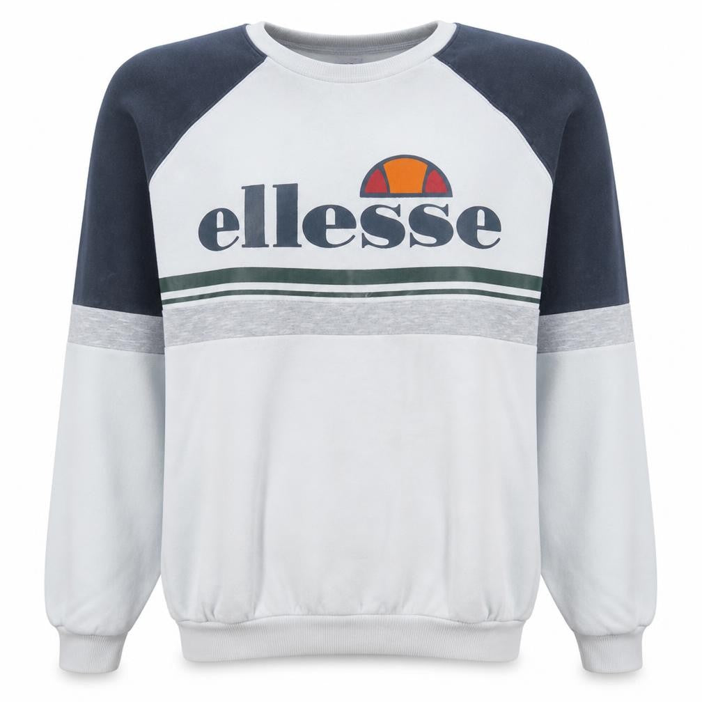 Ellesse Womens White Blue Logo Sweatshirt Size 12 Pullover Classic Fit