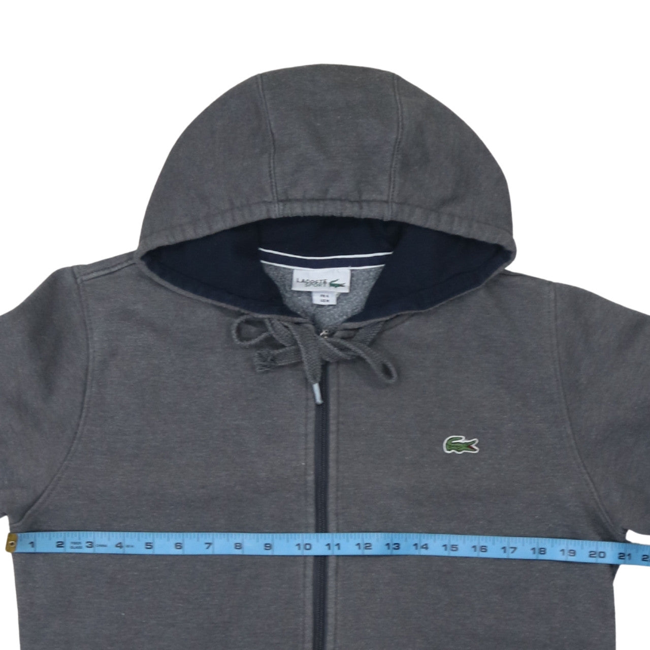 Lacoste Men Grey Full Zip Hoodie M Hooded Sweatshirt