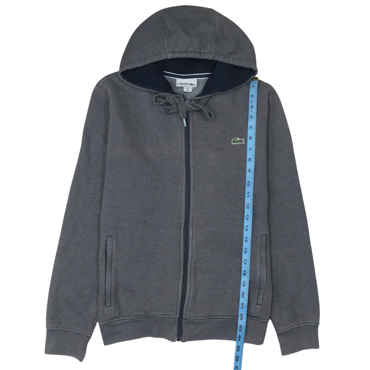 Lacoste Men Grey Full Zip Hoodie M Hooded Sweatshirt