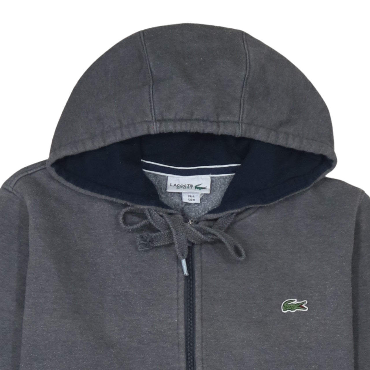 Lacoste Men Grey Full Zip Hoodie M Hooded Sweatshirt