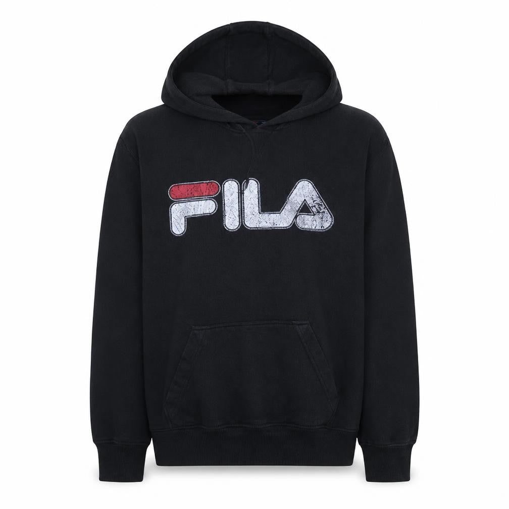 FILA Men's Black Small Pullover Hoodie with Logo Graphic