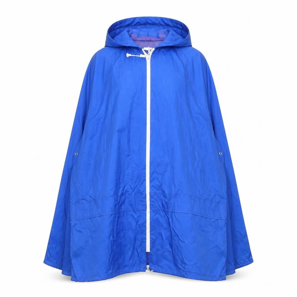 Millets Men’s Blue Hooded Rain Cape Waterproof Nylon Size M Vintage